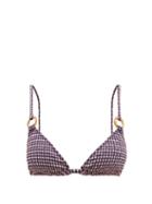 Matchesfashion.com Belize - Maya Seersucker Triangle Bikini Top - Womens - Purple Multi