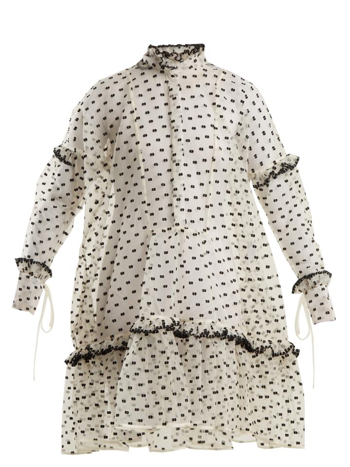 Cecilie Bahnsen Anne Fil-coup Ruffle-trimmed Silk-blend Dress