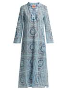 Matchesfashion.com Le Sirenuse, Positano - Giada Aretusa Print Cotton Kaftan - Womens - Light Blue