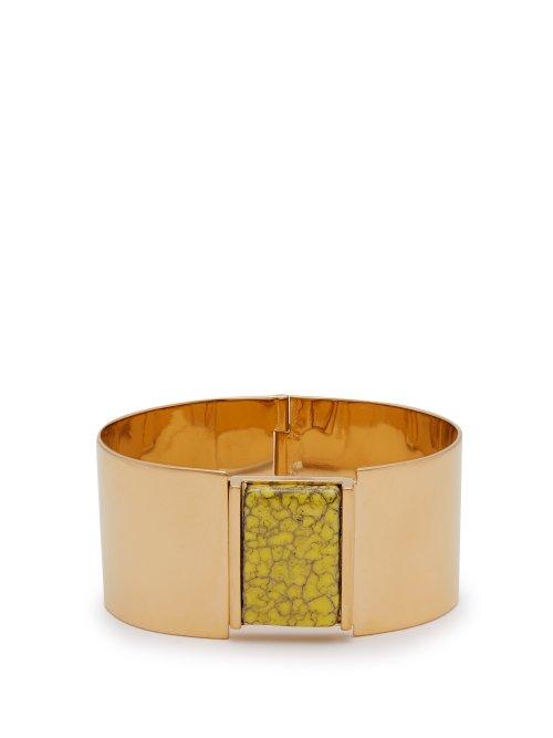 Matchesfashion.com Isabel Marant - Marbled Stone Embellished Cuff - Womens - Yellow