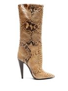 Matchesfashion.com Saint Laurent - Charlotte Point Toe Python Boots - Womens - Python