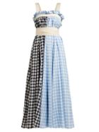 Matchesfashion.com Lee Mathews - Clara Gingham Cotton Blend Apron Dress - Womens - Blue Multi