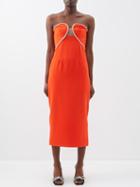 Self-portrait - Crystal-embellished Bandeau Crepe Midi Dress - Womens - Bright Red