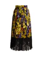 Matchesfashion.com Dolce & Gabbana - Grape Print Silk Blend Skirt - Womens - Black Multi