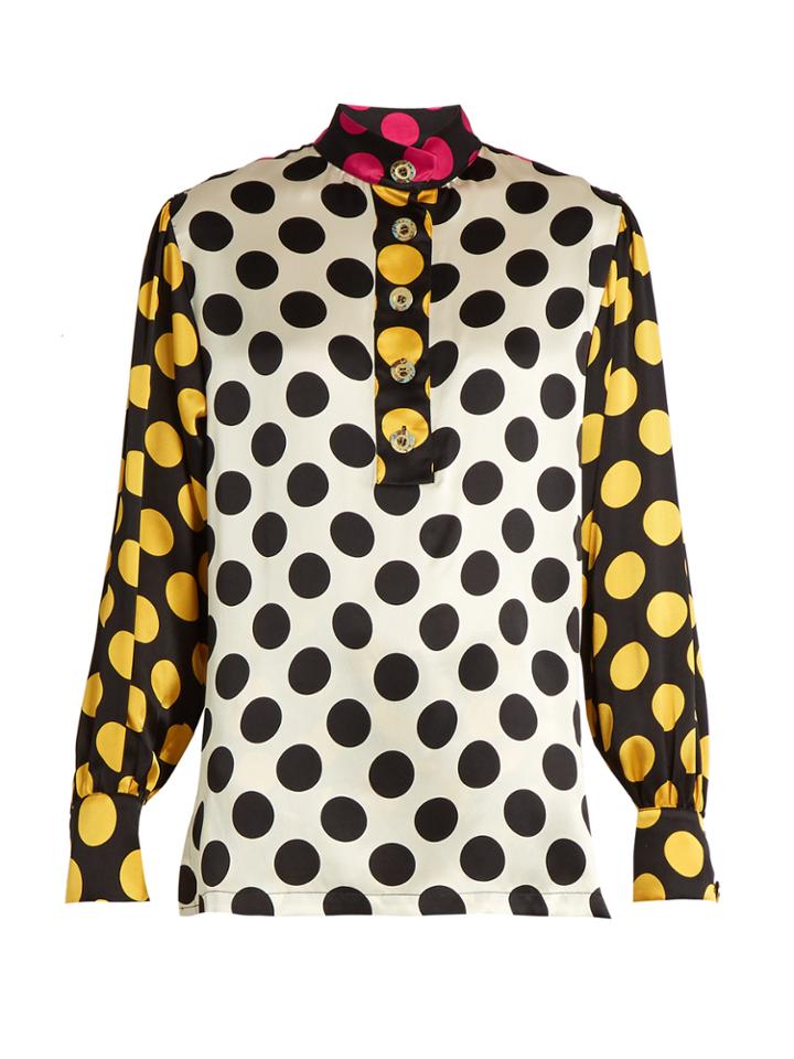 Duro Olowu Large Polka-dot Print Silk-satin Blouse