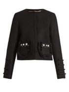 No. 21 Embellished-pocket Wool-blend Jacket