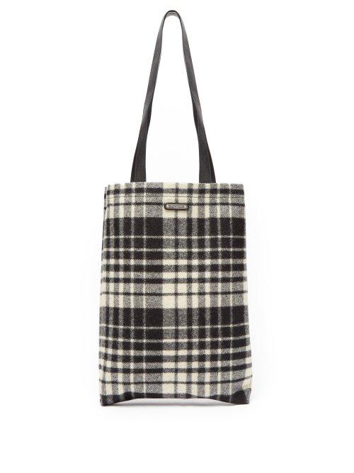 Matchesfashion.com Saint Laurent - Check Tote Bag - Mens - White Multi