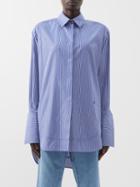 Loewe - Elongated-cuff Striped Cotton-poplin Shirt - Womens - Blue White