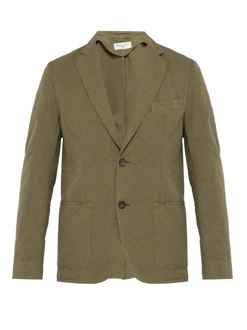 Matchesfashion.com Officine Gnrale - Single Breasted Cotton Blend Blazer - Mens - Green