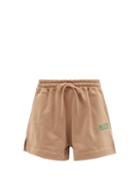 Ladies Rtw Ganni - Software Organic Cotton-blend Track Shorts - Womens - Beige