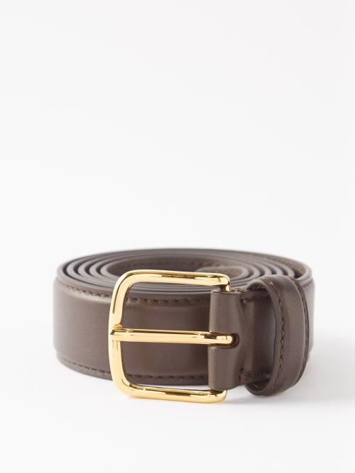 The Row - Leather Belt - Mens - Dark Brown