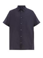 Matchesfashion.com E. Tautz - Grown-on Sleeve Cotton-poplin Shirt - Mens - Navy