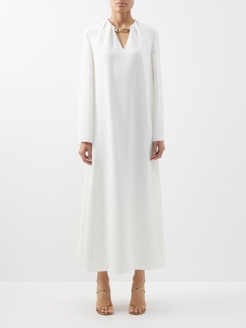 Valentino - Cady Couture Chain-embellished Silk-crepe Dress - Womens - White