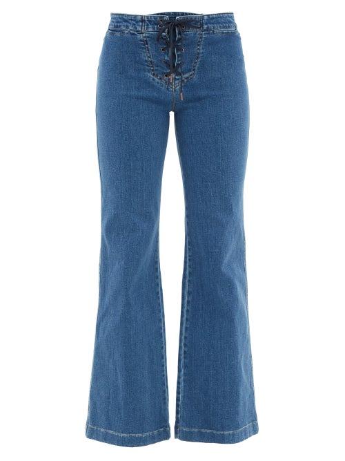 See By Chlo - Lace-up Flared Jeans - Womens - Mid Denim