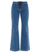 See By Chlo - Lace-up Flared Jeans - Womens - Mid Denim