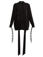 Matchesfashion.com Loewe - Tie Neck Contrast Panel Blouse - Womens - Black