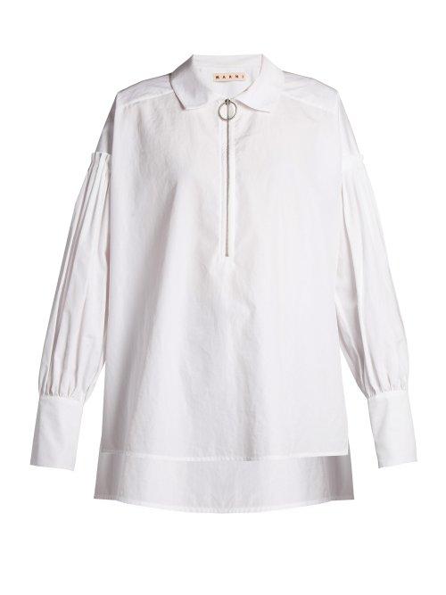 Matchesfashion.com Marni - Pleated Cotton Shirt - Womens - White