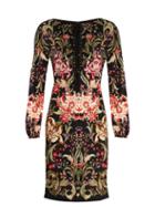 Roberto Cavalli Galaxy Garden-print Lace-up Jersey Dress
