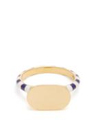Matchesfashion.com Jessica Biales - Enamel & 18kt Gold Ring - Womens - Blue