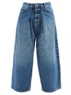 Raey - Extra Fold Organic-cotton Blend Wide-leg Jeans - Womens - Dark Blue