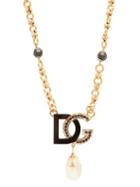 Matchesfashion.com Dolce & Gabbana - Dg Charm & Crystal Drop Necklace - Womens - Black