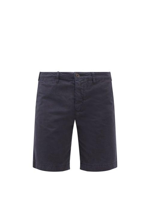 Belstaff - Logo-patch Cotton-gabardine Shorts - Mens - Navy