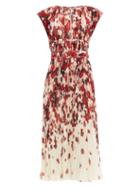 Matchesfashion.com Altuzarra - Angi Ikat Floral-print Ruched Georgette Dress - Womens - Red Print