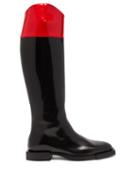 Matchesfashion.com Alexander Mcqueen - Hybrid Patent Leather Knee High Boots - Womens - Black Red