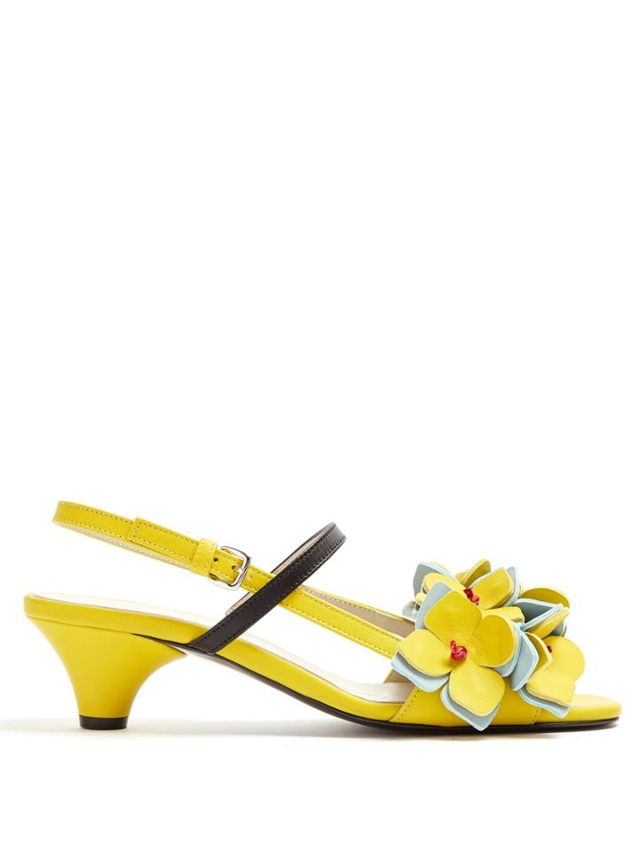 Marni Floral-embellished Leather Sandals