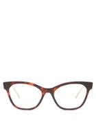 Matchesfashion.com Gucci - Web Stripe Tortoiseshell Cat Eye Acetate Glasses - Womens - Tortoiseshell