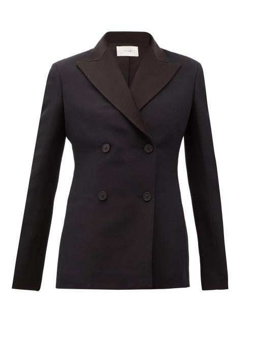 Matchesfashion.com The Row - Zori Double-breasted Wool-blend Faille Jacket - Womens - Black