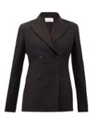 Matchesfashion.com The Row - Zori Double-breasted Wool-blend Faille Jacket - Womens - Black