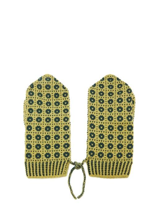 Bode - Geometric Wool Mittens - Mens - Green Multi