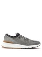 Mens Shoes Brunello Cucinelli - Suede-trim Mesh Trainers - Mens - Grey
