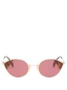 Matchesfashion.com Fendi - Ff Logo Print Cat Eye Metal Sunglasses - Womens - Red