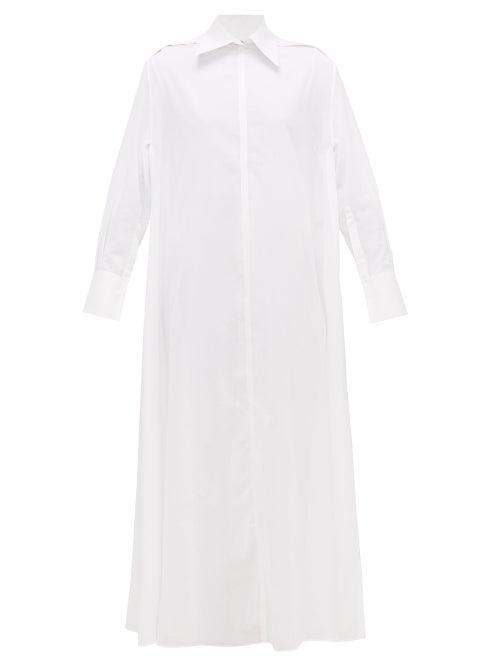 Matchesfashion.com Valentino - Side-split Cotton-voile Shirt Dress - Womens - White