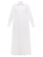 Matchesfashion.com Valentino - Side-split Cotton-voile Shirt Dress - Womens - White