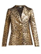 Matchesfashion.com Sara Battaglia - Single Breasted Leopard Print Lam Jacket - Womens - Leopard