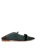 Matchesfashion.com Malone Souliers By Roy Luwolt - Marguerite Luwolt Backless Mesh Flats - Womens - Dark Green