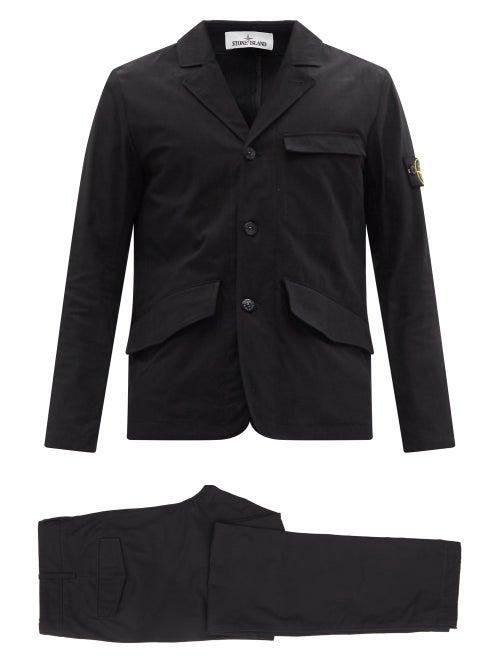 Matchesfashion.com Stone Island - Tela Organic-cotton Blend Canvas Suit - Mens - Black