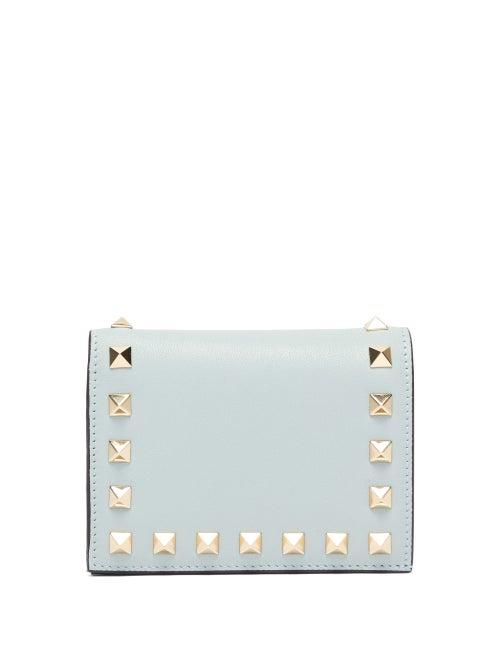 Matchesfashion.com Valentino - Rockstud Leather Wallet - Womens - Light Blue