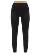 Matchesfashion.com Reebok X Victoria Beckham - Logo-jacquard Stretch-jersey Leggings - Womens - Black