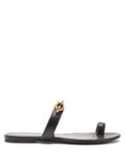 Ladies Shoes Saint Laurent - Jota Chain-embellished Leather Sandals - Womens - Black