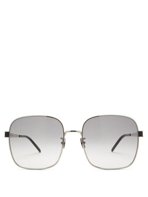 Ladies Accessories Saint Laurent - Square Metal Sunglasses - Womens - Silver