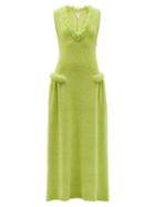Matchesfashion.com Bottega Veneta - Fringed-neckline Terry Gown - Womens - Green