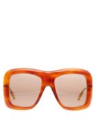 Matchesfashion.com Gucci - Square Frame Acetate And Metal Sunglasses - Womens - Tortoiseshell