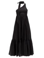 Matchesfashion.com Zimmermann - One Shoulder Sash-neck Linen Midi Dress - Womens - Black