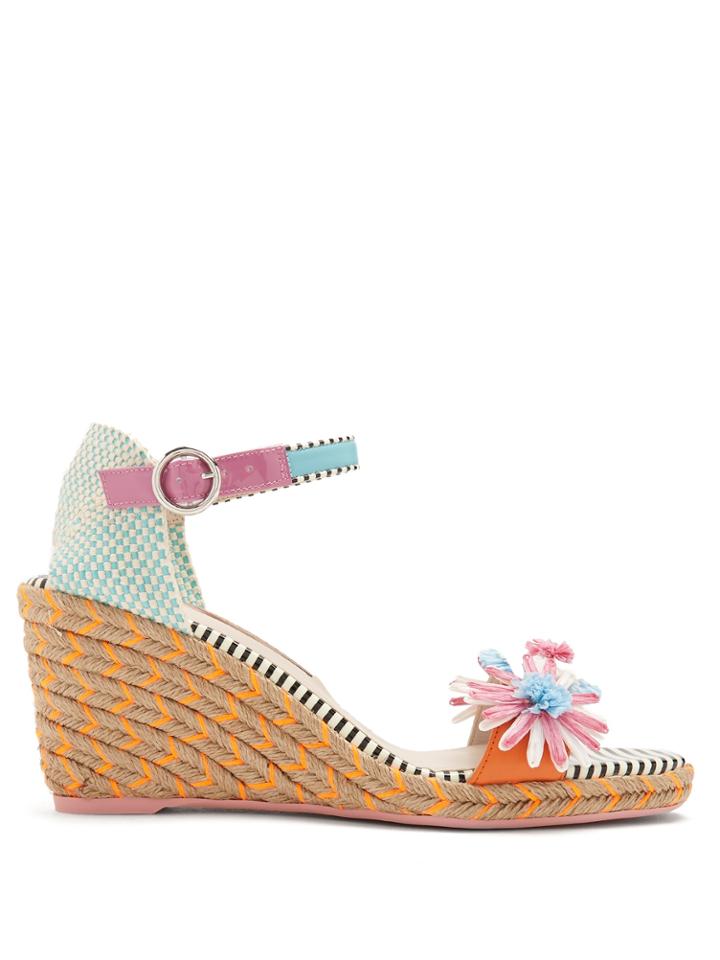 Sophia Webster Lucita Raffia-flower Wedge Espadrilles