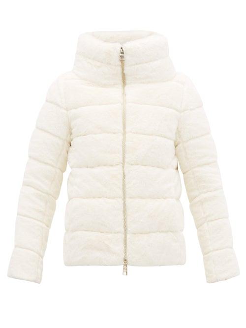 Matchesfashion.com Herno - High Neck Down Filled Faux Fur Padded Jacket - Womens - White