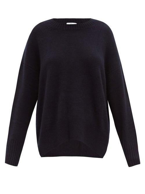 Matchesfashion.com Allude - Side Hem Slit Cashmere Sweater - Womens - Navy